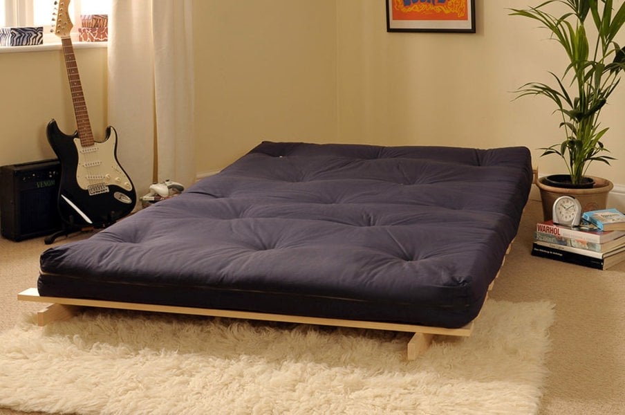 Comfy Living Wooden Futon sofa bed frame with a Standard Mattress