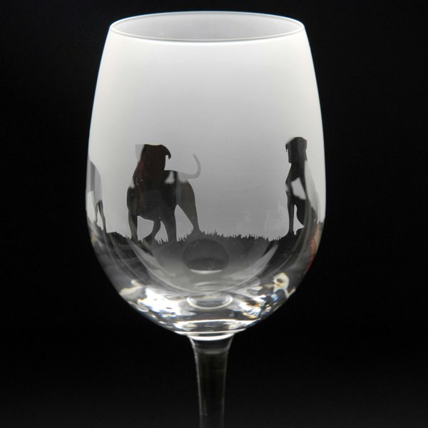 Glyptic Glass Art American Bulldog Dog Crystal Wine Glass - Hand Etched/Engraved Gift