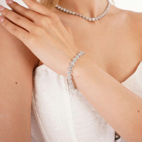 Spero London Grand Halo Sterling Silver Statement Bracelet