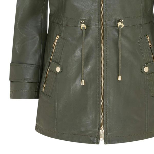 Infinity Leather Women's Leather Parka Detachable Borg Hooded Trench Coat - Trekker