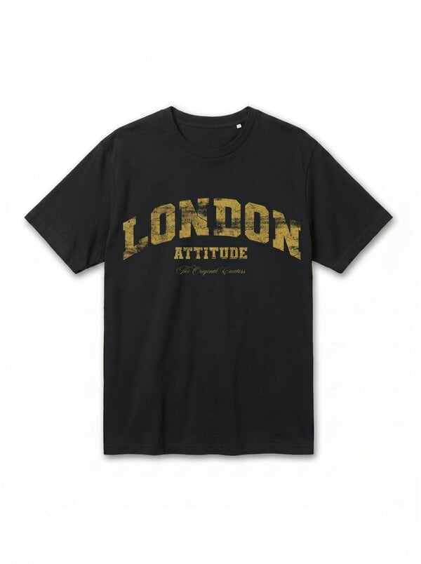 London Attitude Original Creators Premium Organic Cotton T-Shirt with Vintage Yellow Logo
