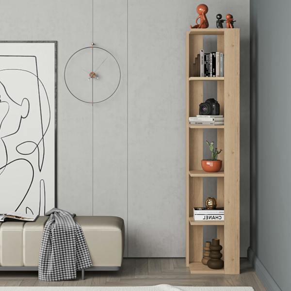 Decortie Nati Tall Corner Bookcase Modern Shelving Unit Space-Saving Storage 161cm