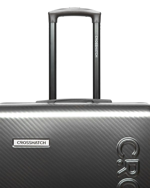 Crosshatch Escapade Embossed Suitcase 3pk Charcoal