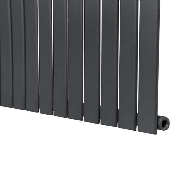 Flat single column radiator in anthracite grey, featuring sleek vertical lines and a modern design, ideal for contemporary spaces