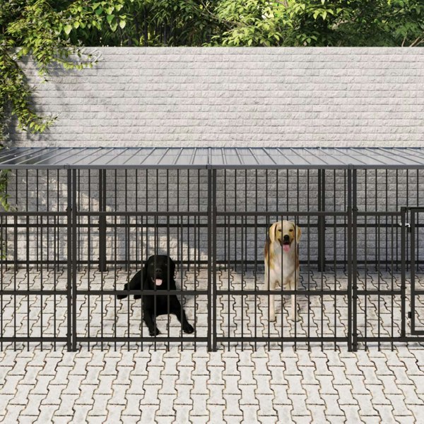 Berkfield Outdoor Dog Kennel with Roof Steel 11.26 m�__