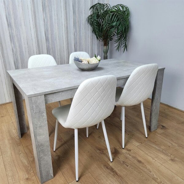 Kosy Koala Wooden Rectangle Dining Table Sets with Set of 4 Chairs, Grey and White