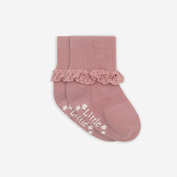 Little Sock Co. Frilly Non-Slip Stay-On Baby and Toddler Socks - Orchid