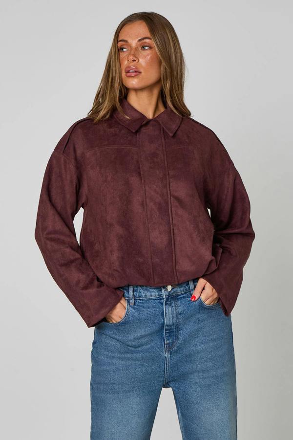 Urban Bliss Plum Collared Bubble Hem Jacket