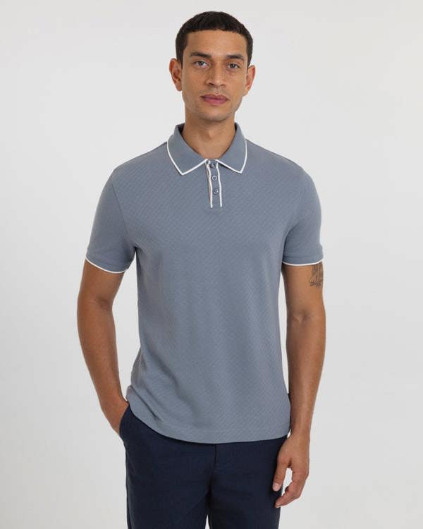 Steel & Jelly Beam - Diamond Textured Jacquard Polo Shirt
