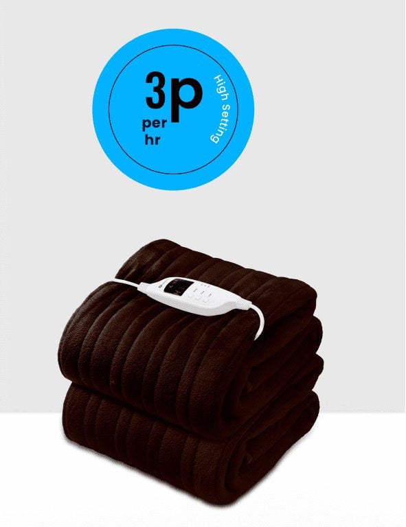 PureMate Fleece Electric Heated Throw with 9 Heat Settings Brown