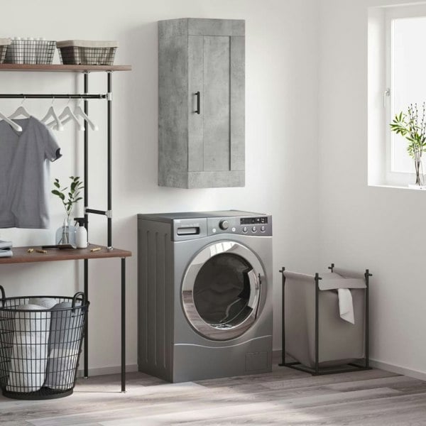 Berkfield Wall Mounted Cabinet Concrete Grey 34.5x34x90 cm Engineered Wood