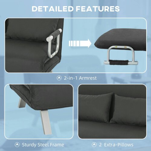 Wyld Haus Fiyo Fabric Dark Grey 2 Seater Click Clack Sofa Bed