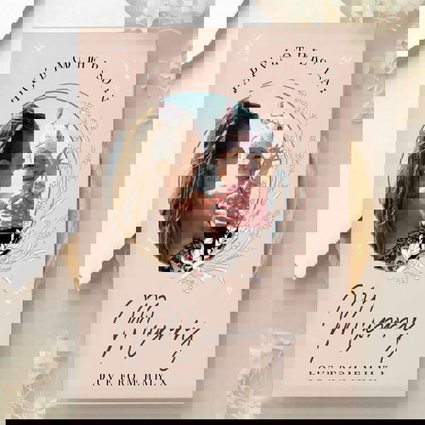 Personalised Memento Company Personalised Pink Wreath Photo Upload Greeting Card