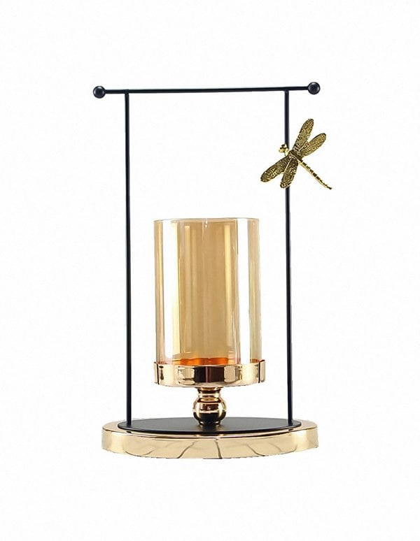 ANYHOUZ 34cm Candle Holder Flower Vase Tabletop Home Decor Modern Art Living Room Display House Decorative Crafts Ornaments with Metal Base