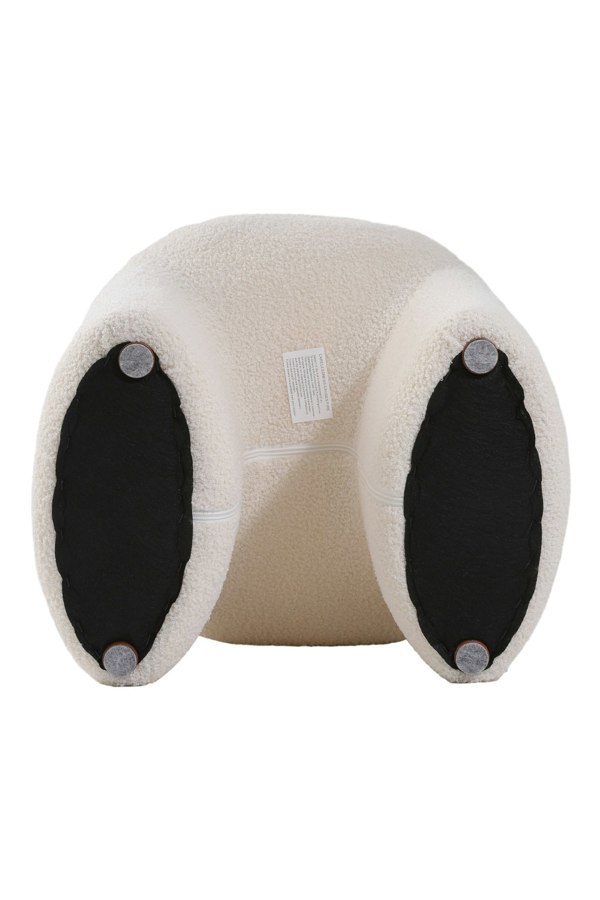 Living and Home Modern Teddy Bear Fur Upholstered Footstool - White