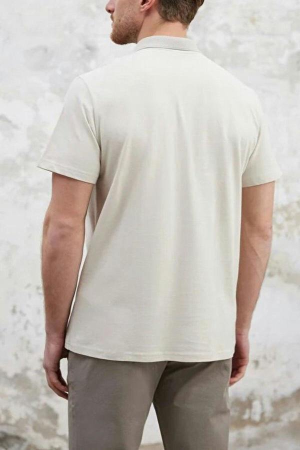 WOVCOR Regular Zippered 100% Cotton Polo Collar Men's T-shirt