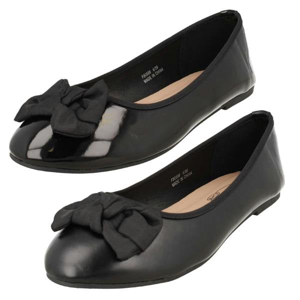 Spot On Ladies Spot On Flat Comfort Wide Ballerina Shoes F80588