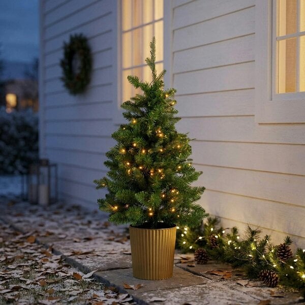 Garden Greatness 3ft Heritage Fir Pre-Lit Battery Operated Potted Christmas Tree