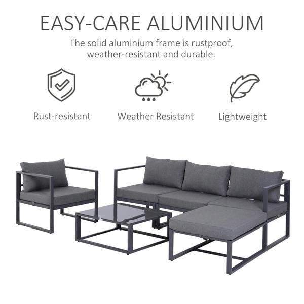 Wyld Haus Nimavi 6 Seater Outdoor Sofa Set with Coffee Table Chair and Stool
