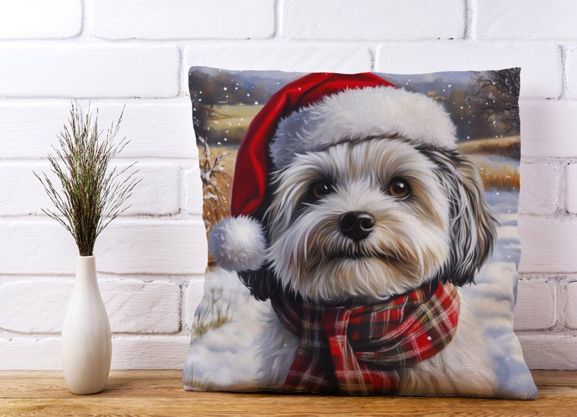 Warren Reed Snowy Christmas Havanese Cushion