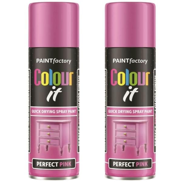 Paint Factory 2X  Pink Gloss Spray Paint 250ml