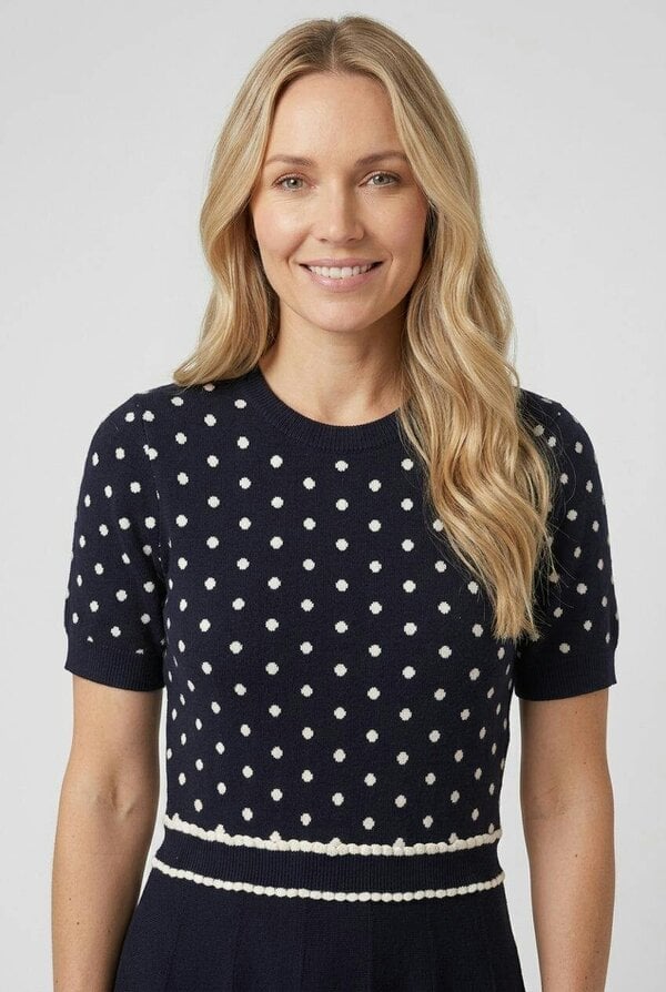 Izabel London Polka Dot Print Knit Midi Skater Dress