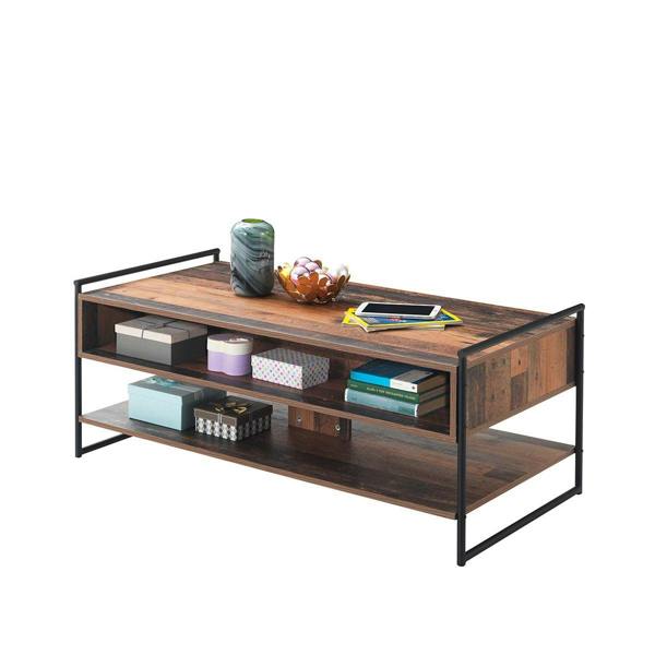 Timber Art Design Abbey Coffee Table with 3 Drawers Rustic Industrial Oak Effect Living Room