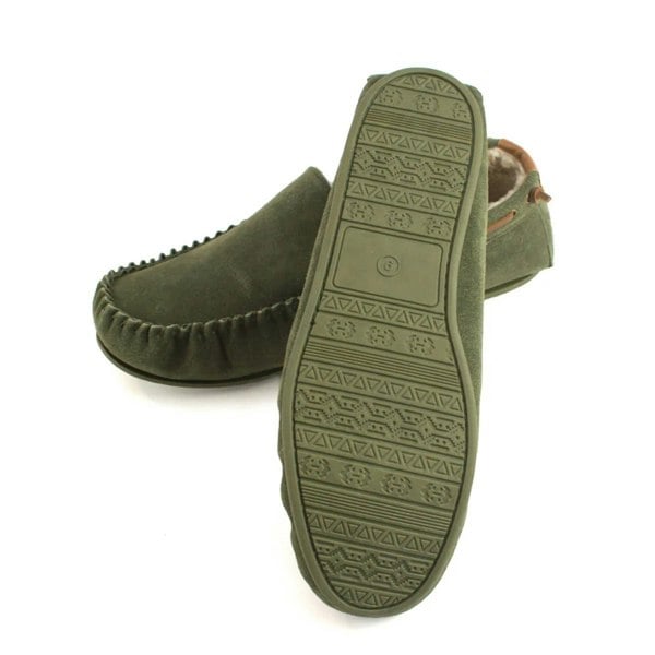 Eastern Counties Leather Mens Owen Berber Suede Moccasins - Olive