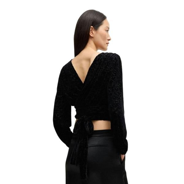 Boss Womens/Ladies Edevory Devore Wrap Top - Black - 