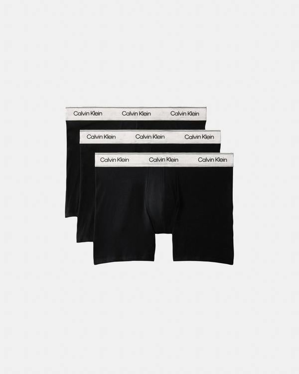 Calvin Klein 3 Pack Icon Cotton Stretch Mens Boxer Briefs - Black/Silver Haze