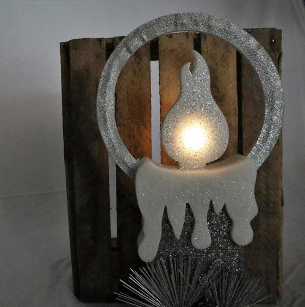 41cm Grey Candle Christmas Lantern with Warm LED Light, Battery Powered Indoor Decoration image 6