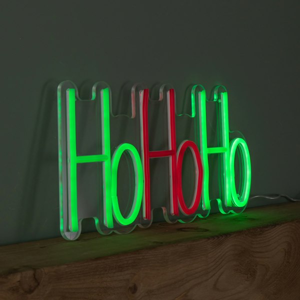 Samuel Alexander 40cm x 18cm Light up Ho Ho Ho Christmas Neon Flex Hanging Sign