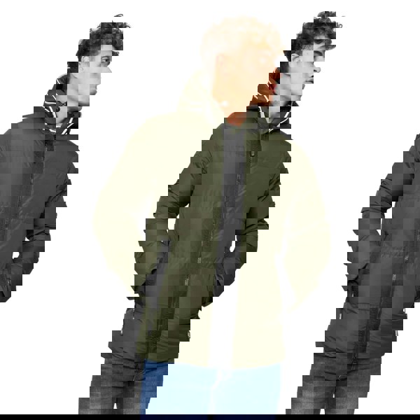 Crosshatch Mens Sandbox Hooded Jacket - Olive