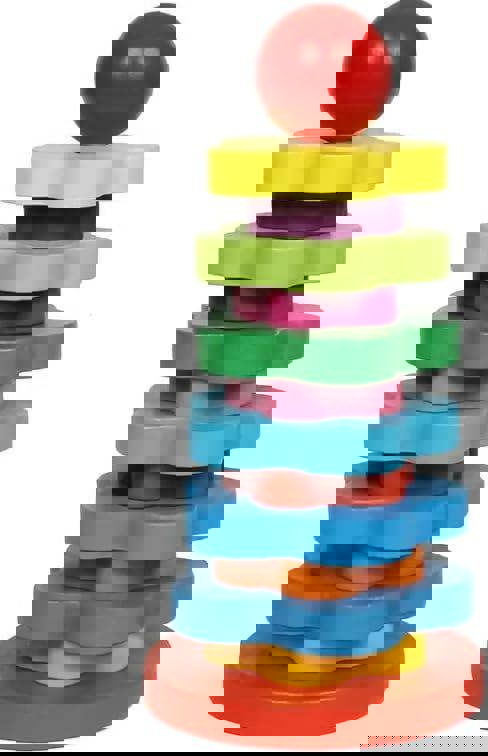 KAV Wooden Rainbow Stacking Rings - Educational Baby Toys for Hand-Eye Coordination and Fine Motor Skills - Colourful Wooden Puzzles & Learning Toys