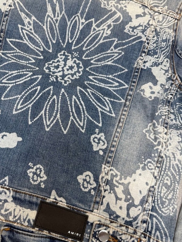 Amiri Kids Bleach Bandana Trucker Jacket – Clay Indigo