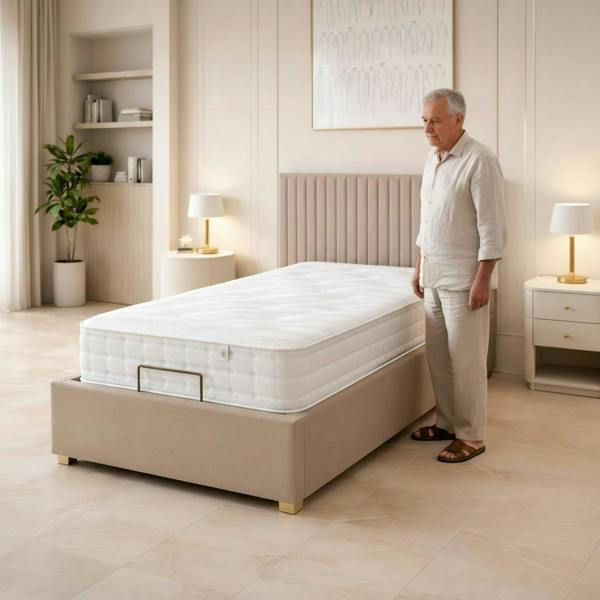 Paradise Beds Pannel line Mobility Bed with Mattress and Headboard Black