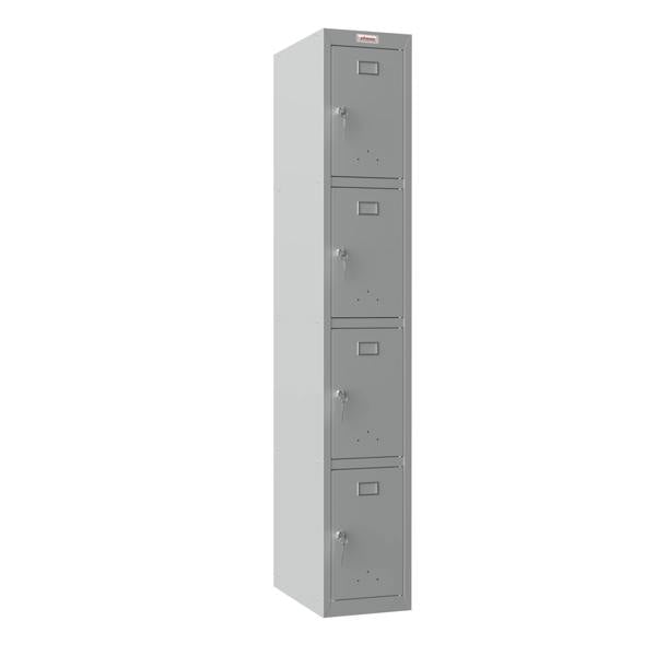 Phoenix Safe Phoenix PL 300D Series PL1433GGK 1 Column 4 Door Personal locker in Grey with Key Lock