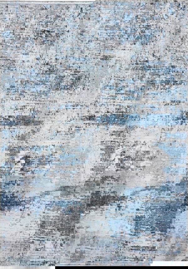 Eco-Washable Blue Rug Abstract Design