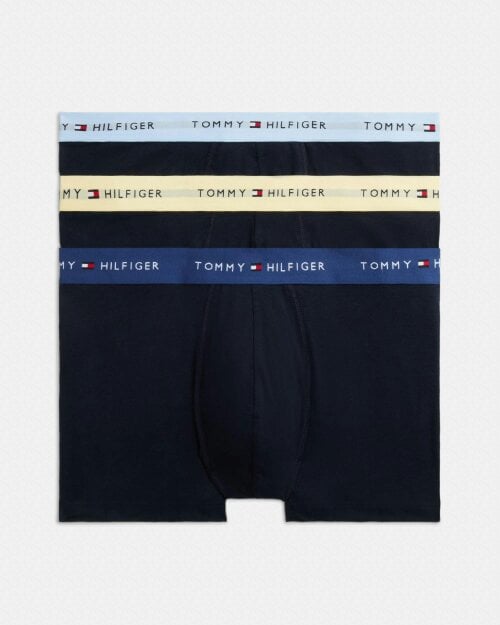 Tommy Hilfiger 3-Pack Logo Waistband Mens Trunks - Light Daffodil/Blue Jean/Chambray Blue