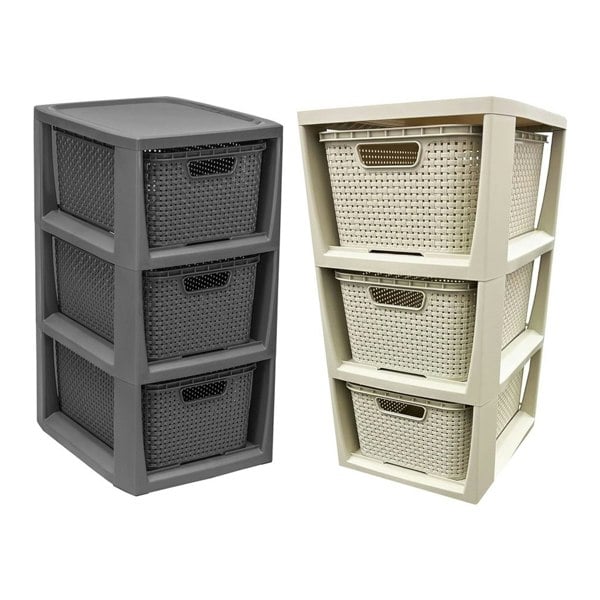 Stylish Rattan Effect Storage Tower Commode Baskets For Home & Office