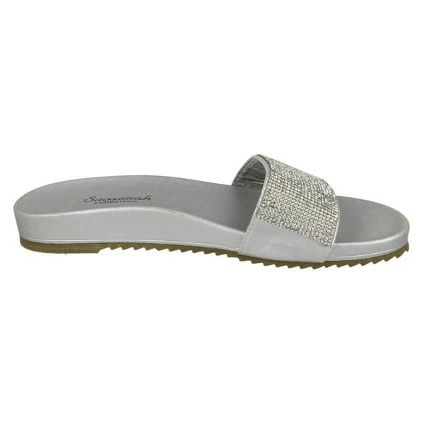 Savannah Ladies Savannah Flat Diamante Vamp Mules