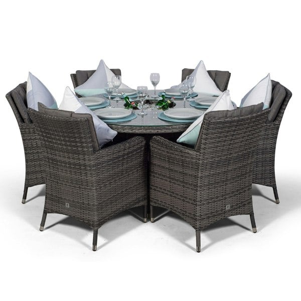 Giardino Savannah Round 6 Seater Patio Dining Set with Ice Bucket Drinks Cooler