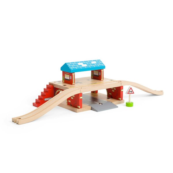 Bigjigs Rail Wooden London Overground Station - 5 Pieces (Trains Sold Separately)