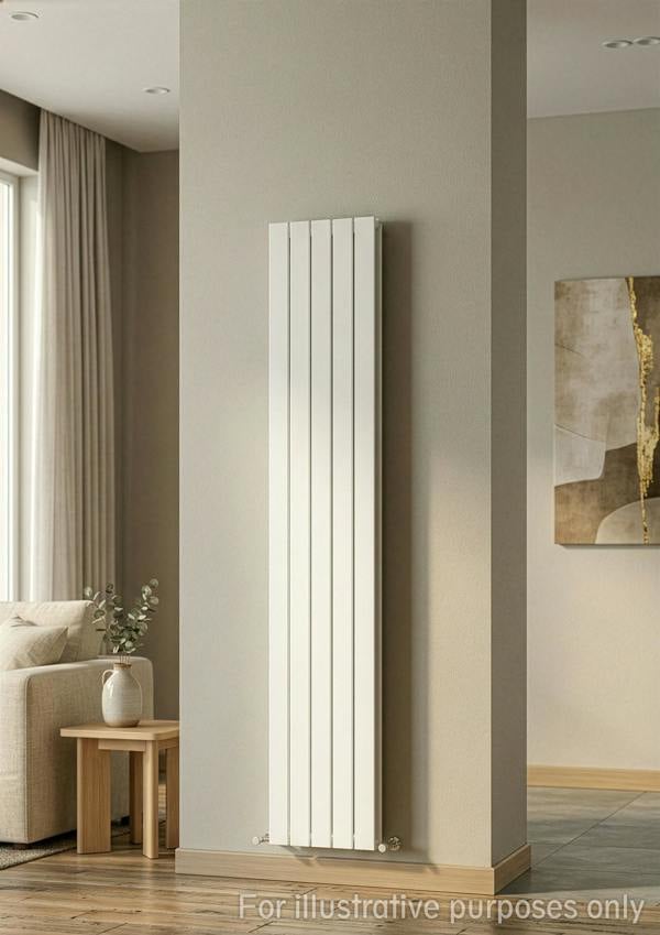 MYHOMEWARE 305mm x 1800mm Double Aluminium Panel Radiator in White - Model Lena - Wall-mounted