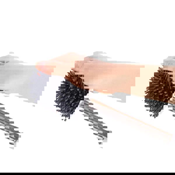 Nicoman Round White Toilet Brush & Holder With Silicone Head and Dry Pad