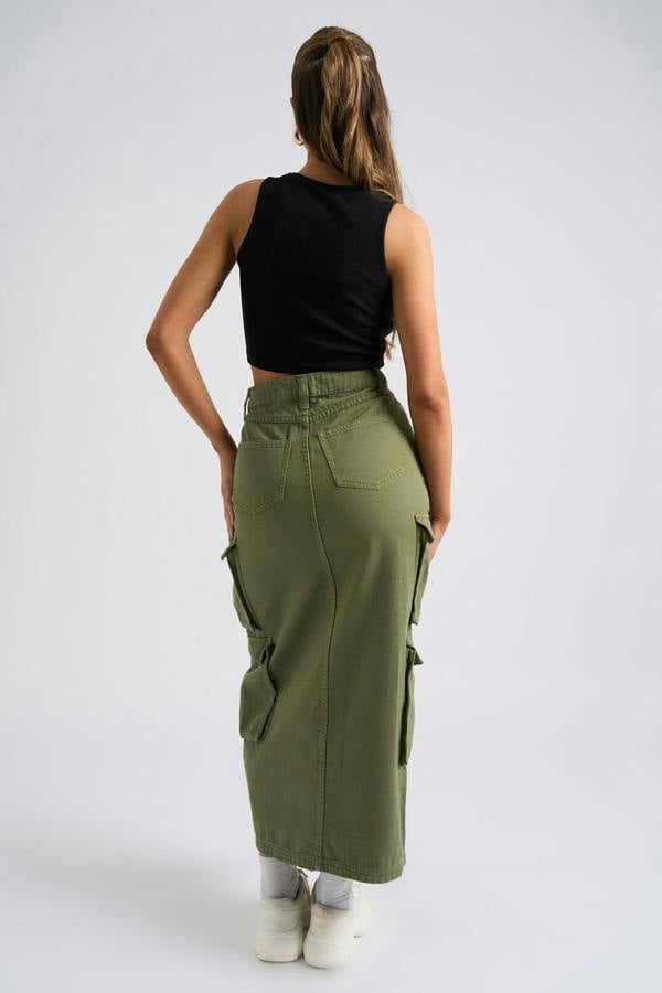 Urban Bliss Khaki Soda Cargo Skirt