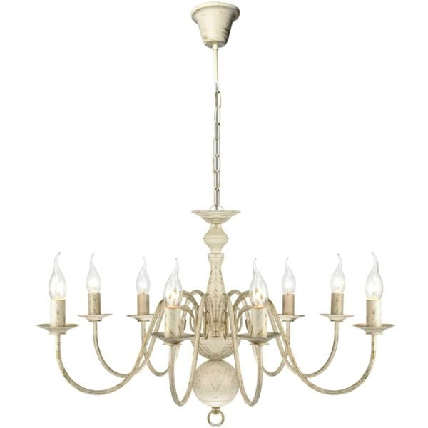 Berkfield Antique White Metal Chandelier 8 x E14 Bulbs