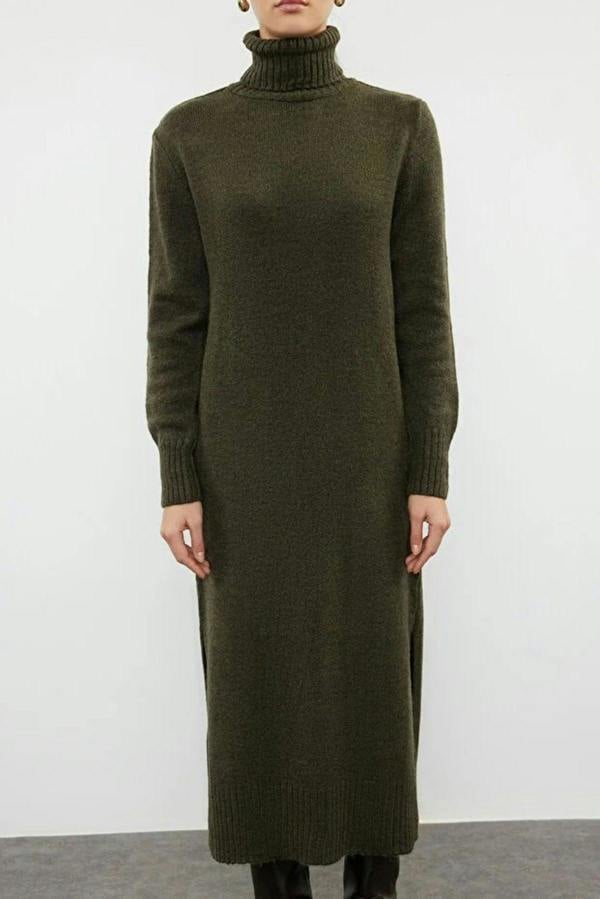 WOVCOR Midi Wide Cut Soft Texture Knit Dress