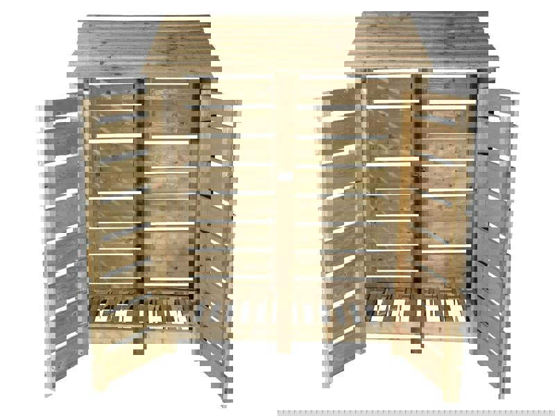 Arbor Garden Solutions Slatted Wooden Log Store with Door W-146cm, H-126cm or 180cm, D-88cm