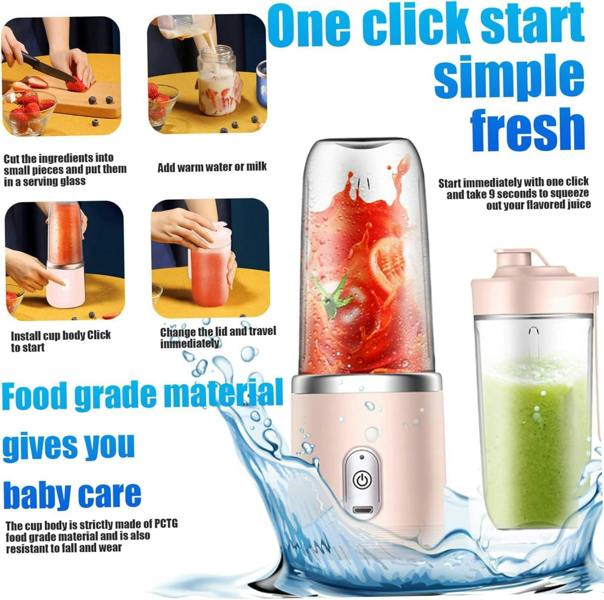 Dyzi Portable Blender Dual Cups 13.4oz Fruits and Vegetable Juicer